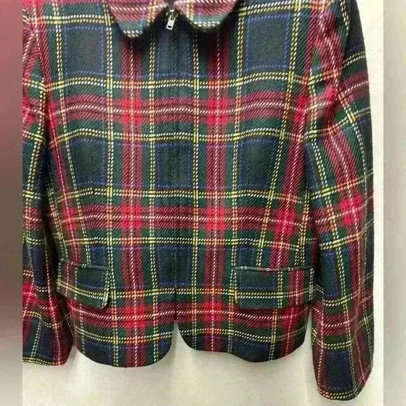 Jones New York Vintage 100% Wool Women’s Size 16 Red Tartan Plaid Blazer Jacket - Picture 4 of 6